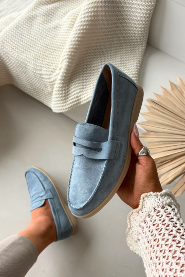 Damenmokassins aus Kunstwildleder, blau, Renelia 2