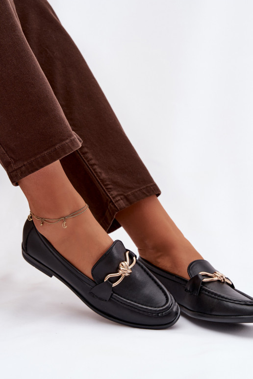 Mokassins Feminin Mit Dekorationen Detalem schZuarze Farbe Rosynne