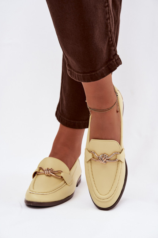 Mokassins Feminin Mit Dekorationen Detalem gelbe Farbe Rosynne