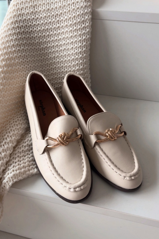 Mokassins Feminin Mit Dekorationen Detalem elfenbeinfarbe Rosynne