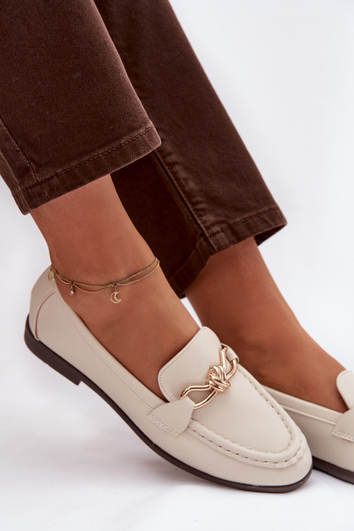 Mokassins Feminin Mit Dekorationen Detalem elfenbeinfarbe Rosynne