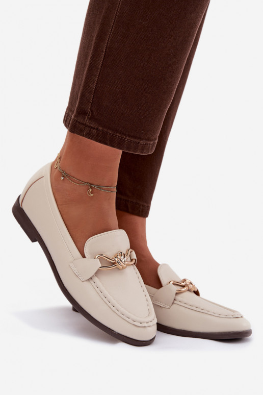 Mokassins Feminin Mit Dekorationen Detalem elfenbeinfarbe Rosynne