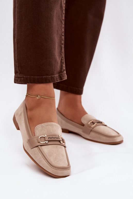 Mokassins Mokassins Feminin Mit Dekorationen Element Beige Evelora