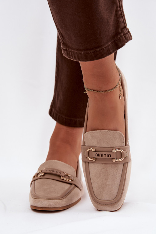 Mokassins Mokassins Feminin Mit Dekorationen Element Beige Evelora