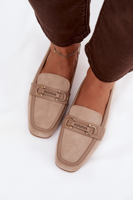 Mokassins Mokassins Feminin Mit Dekorationen Element Beige Evelora