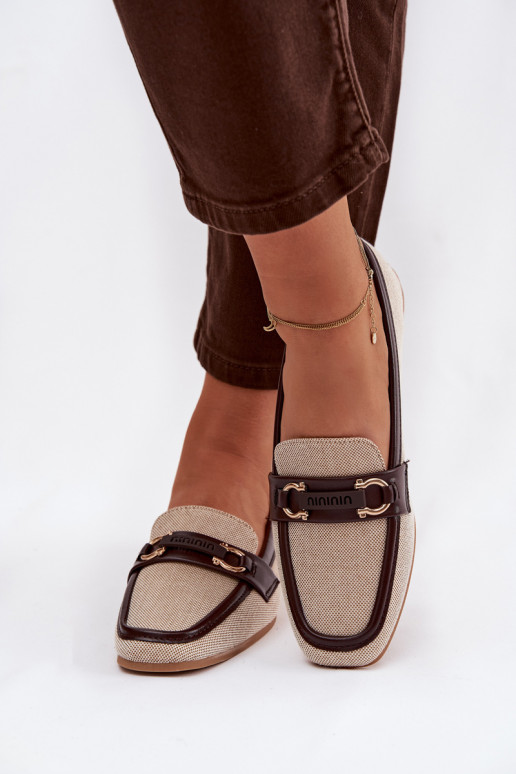 Mokassins Mokassins Feminin Mit Dekorationen Element braun-Beige Evelora