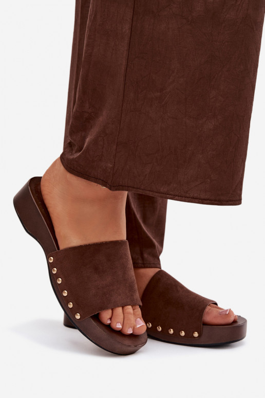 Damenhausschuhe Ze goldene Farbemi Stollen CzekoladoZue Ferinna