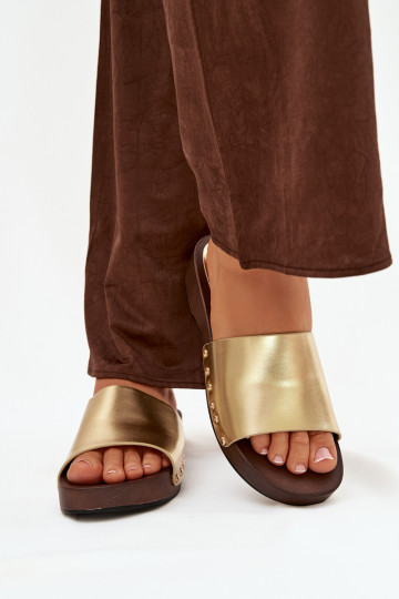 Damenflip-Flops mit Nieten in Gold Terissa
