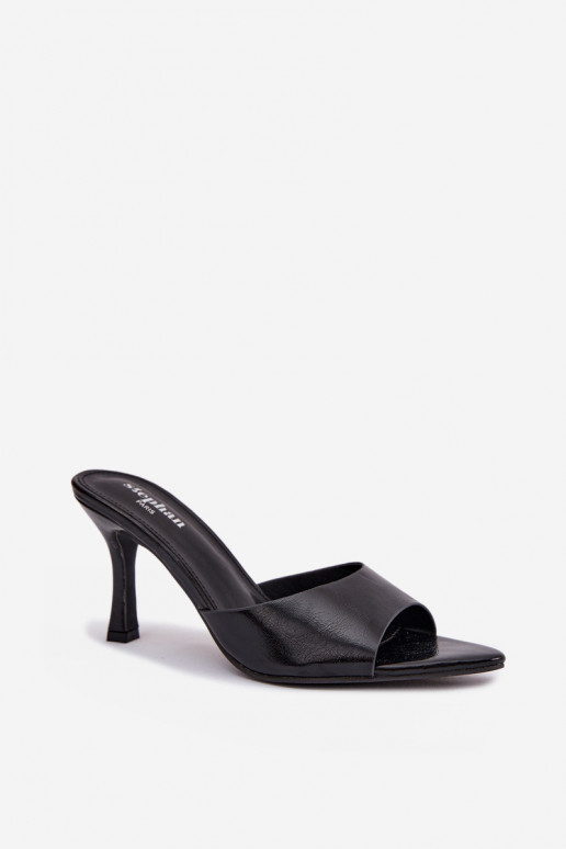 mit Lackeffekt Damenhausschuhe mit Absätzen schZuarze Farbe Lirissa