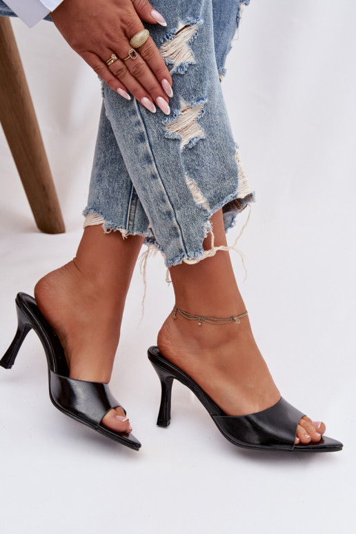 mit Lackeffekt Damenhausschuhe mit Absätzen schZuarze Farbe Lirissa