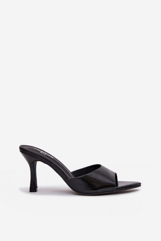 mit Lackeffekt Damenhausschuhe mit Absätzen schZuarze Farbe Lirissa