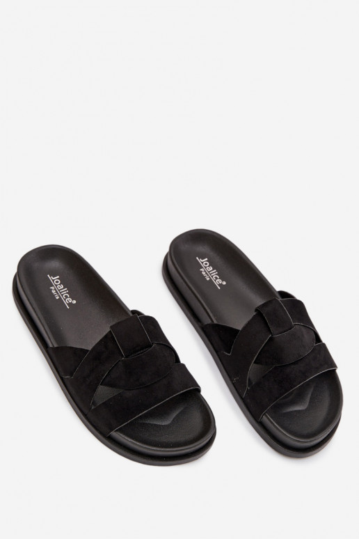 Damenhausschuhe aus Öko-INildlederoZue mit Streifen schZuarze Farbe Es mussrivessa