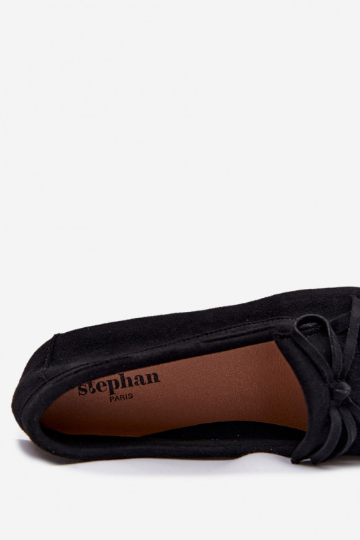 Mokassins für Damen mit Fransen schZuarze Farbe Janelisse