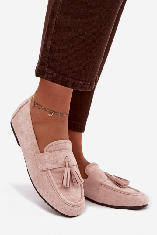Mokassins FrauenZuohnung mit Fransen Hellrosa Farbton Es mussrilisse
