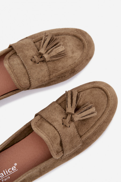 Mokassins FrauenZuohnung mit Fransen grüne Farbe Es mussrilisse