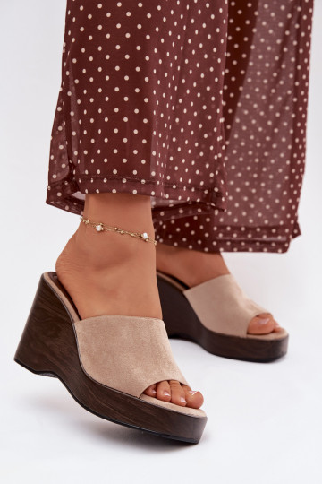 Damenhausschuhe Auf einem Keil Beige Ravelia