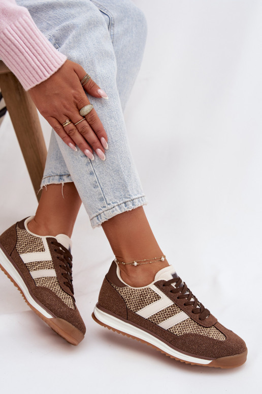 Turnschuhe Sneakers Stilvollllschuhe Feminin braune Farbe Soretta