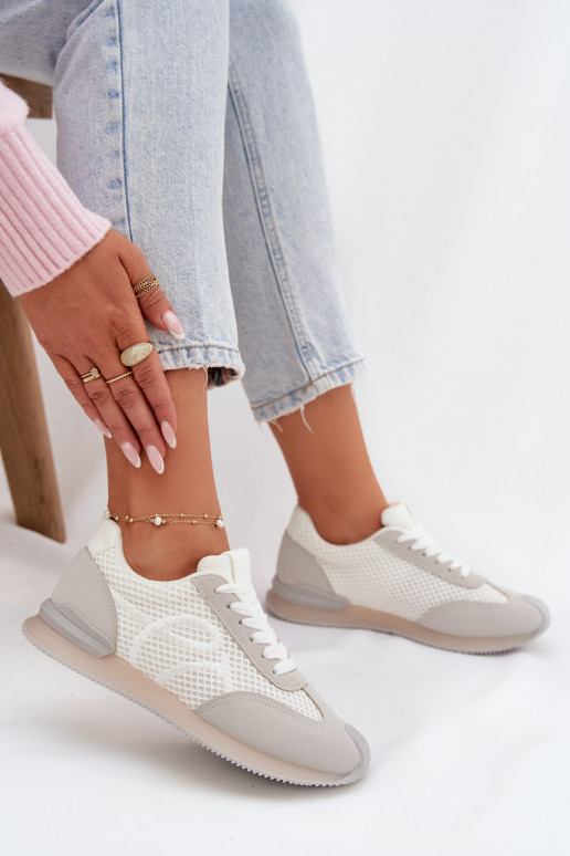 Sneakers Stilvollllschuhe Turnschuhe Feminin INeiß-graue Farbe Tarlisse