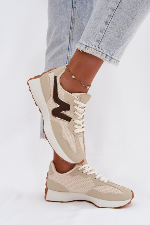 Turnschuhe Feminin mit einer Plattform Beige Janelora