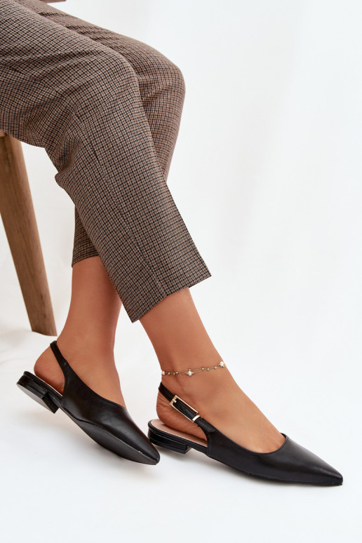 Ballerinas mit goldenen Schnallen schZuarze Farbe Iverelle