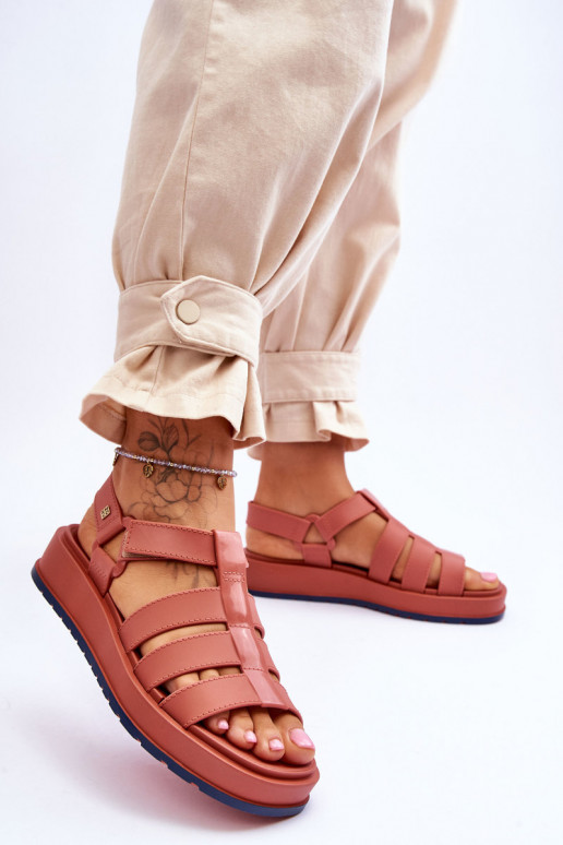 Vegan für Frauen Sandalen mit Klebeverschlüssen ZAXY JJ285016 pinke Farbe