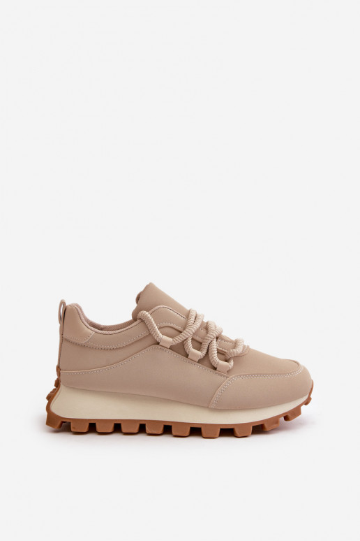 Turnschuhe Sneakers Stilvollllschuhe mit einer Plattform aus Öko-Leder Beige Riadella