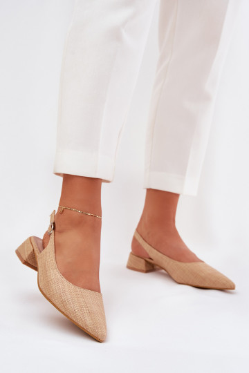Gemusterte Damen Sandalen auf zartem Absatz in sandfarben Jorela