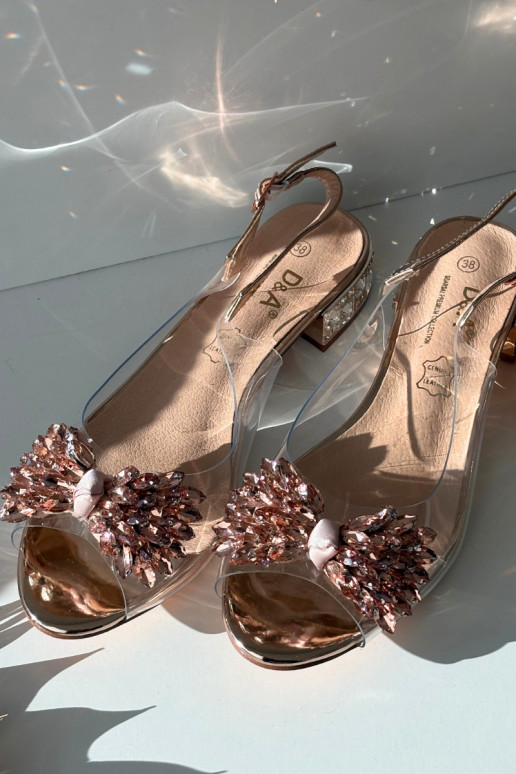 Roségoldene transparente Sandalen D&A MR52-231 mit Schleifen