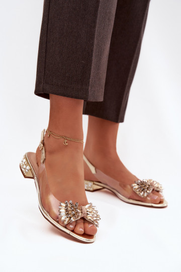 Goldene transparente Sandalen D&A MR52-231 mit Schleifen 2