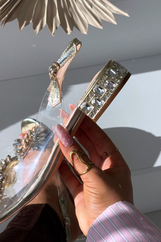 Goldene transparente Sandalen D&A MR52-231 mit Schleifen