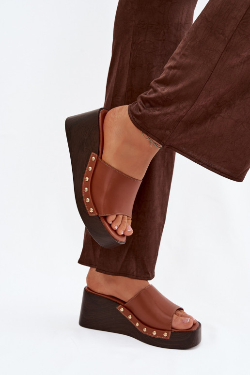 Damen Pantoletten in goldfarbener Farbe Arionne, braun