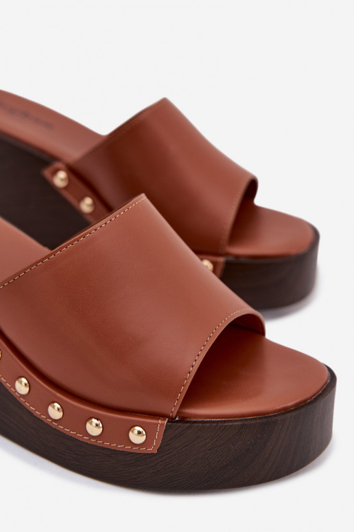 Damen Pantoletten in goldfarbener Farbe Arionne, braun