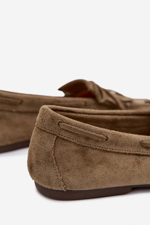 Damenmokassins mit Fransen in Grün Janelisse