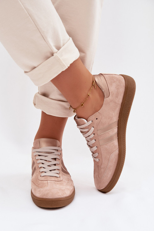 Zazoo N1068 aus INildleder Niedrig Sneakers Stilvollllschuhe Feminin pinke Farbe