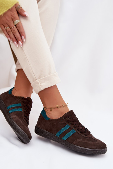 Zazoo N1068 Damen-Sneaker aus Kunstwildleder in Schokoladenfarbe