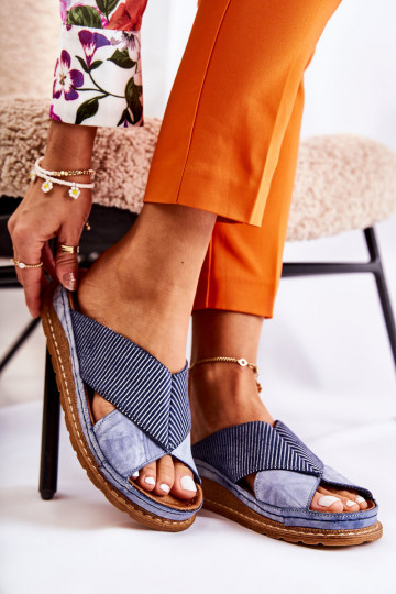 Haut Profiliert Hausschuhe Es mussciejka 04986-17 blaue Farbe