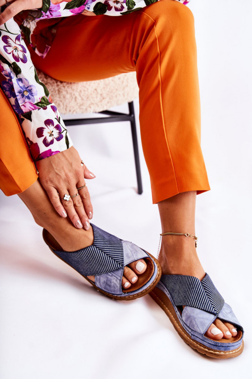 Haut Profiliert Hausschuhe Es mussciejka 04986-17 blaue Farbe