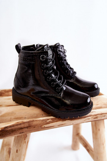 Big Star II374045 Kinder-Gefütterte Stiefel mit Lackeffekt in Schwarz 2