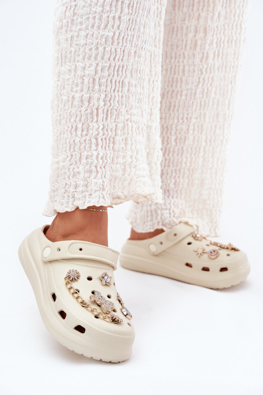 Leichte Hausschuhe DamenhausschuhePrzypinkami Beige Linaviela