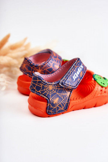  Leichte Hausschuhe Kindersandalen mit Klebeverschlüssen orange Farbe Asti 2