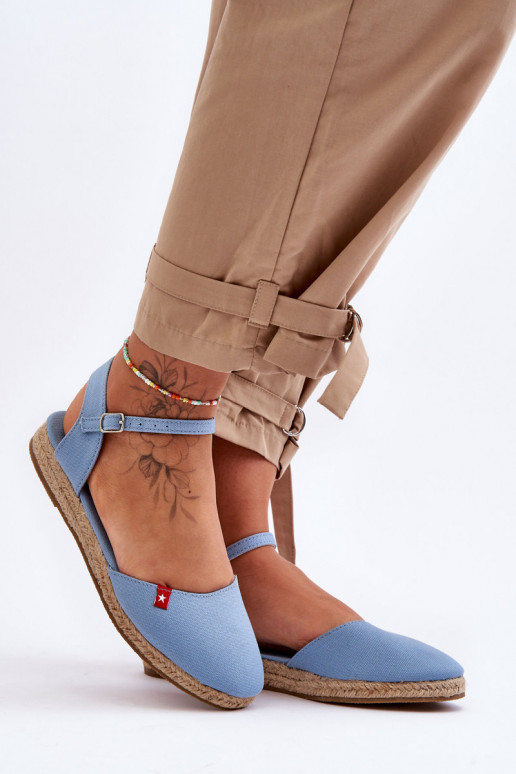 Feminin Espadrilles mit einer Plattform Big Star FF274532 blaue Farbe