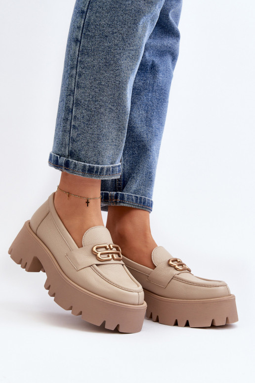 Zazoo 20164 Feminin Mokassins Aus Ermöglichtturleder Beige