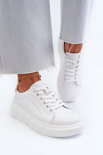 Leder Damen Sportschuhe im sportlichen Stil mit Plateau in Weiß Danida 2