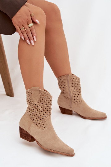 Durchbrochene Stiefel Feminin mit Absätzen Beige Ferissa 2