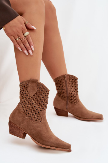 Durchbrochene Stiefel Feminin mit Absätzen braune Farbe Ferissa 2