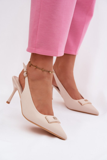 hochhackige Sandalen Feminin Mit Dekorationen Detalem elfenbeinfarbe Lurella 2