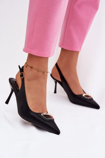 hochhackige Sandalen Feminin dekorieren schZuarze Farbe Palerine 2