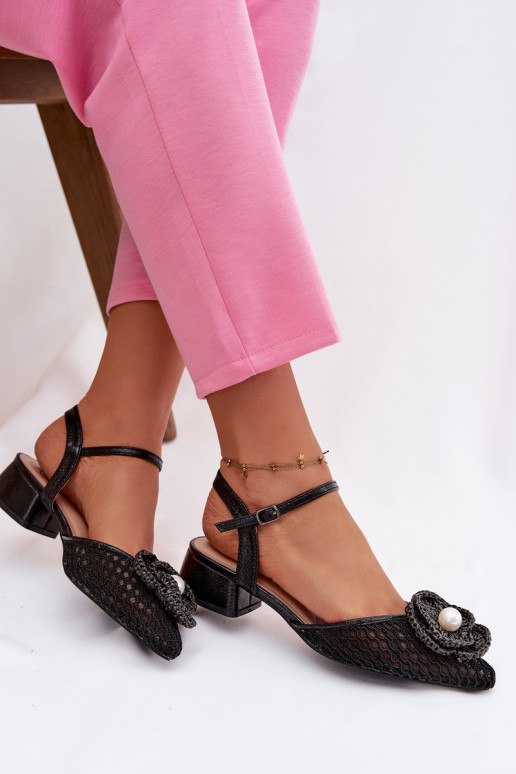 Damensandalen Klocke Mit Dekorationen Detalem schZuarze Farbe Vionessa