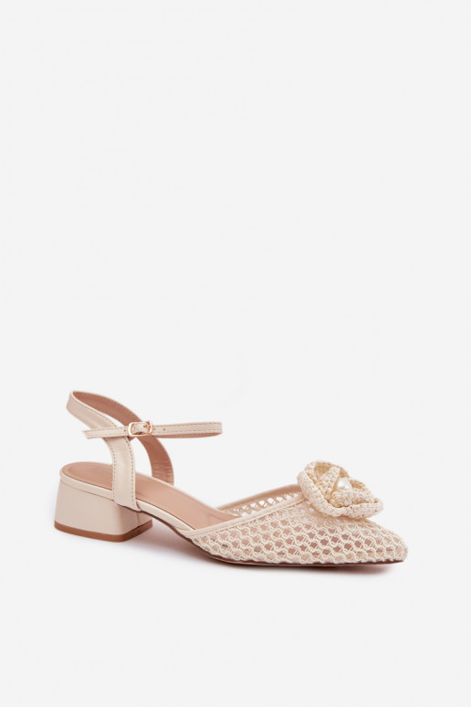 Damensandalen Klocke Mit Dekorationen Detalem elfenbeinfarbe Vionessa