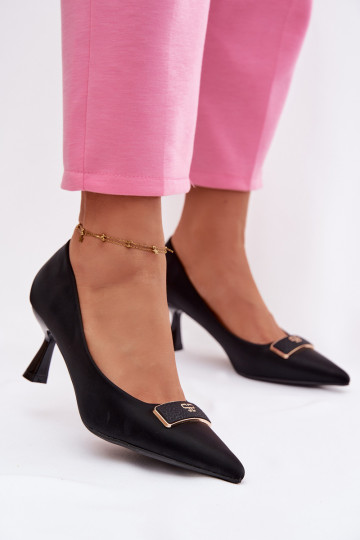 Schuhe Mit Dekorationen Detalem schZuarze Farbe Fessira 2